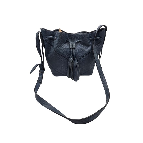 Vince Camuto Women's‎ Blue Leather Handbag Shoulder Bag Tassles - Picture 1 of 16